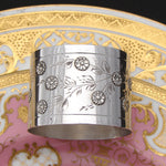 Antique French .800 (nearly sterling) Silver 1 7/8" Napkin Ring, Raised Floral Bas Relief