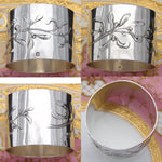 Antique French Art Nouveau Sterling Silver Napkin Ring, Sinuous Foliate Decoration