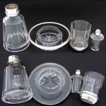 Antique French Sterling Silver Bonne Nuit 'Topper-up' Decanter Set w/ Cup, Flask & Tray