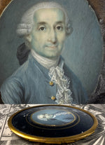 Splendid 18th Century Portrait Miniature of a Gentleman, Rare French Eglomise Frame