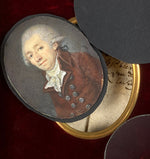 Fine Antique 18th Century Portrait Miniature, Dignified Man in Wood and Applique Frame