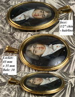 Elegant 18k Gold Pendant RARE Portrait Miniature Incroyables et Merveilleuses c.1795-99 Fashion