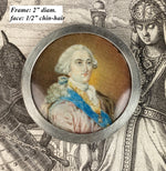 Antique French Portrait Miniature, Likely King Louis XV, "Louis The Beloved", Grand Tour Souvenir