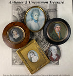 Fine 18th Century English Portrait Miniature, 1" face, Frame has 14k Gold Face Plaque on Brass