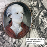 Antique 18th Century Georgian Portrait Miniature Set in 18k Bracelet or Necklace Clasp Frame