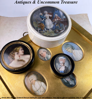 Framed Group of 4 18th Century English Family Portrait Miniatures Mounted in One Frame