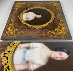 Magnificent Large French 10" x 8" Ormolu Frame, c.1840 Portrait Miniature of Young Girl