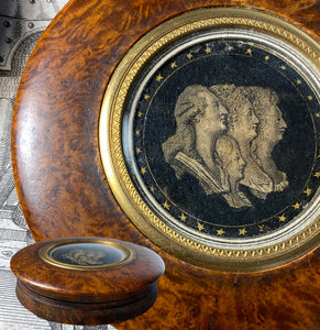 Superb 18th Century Burl Snuff Box, French King Louis XVI Family, c.1789, Dauphin Ascension