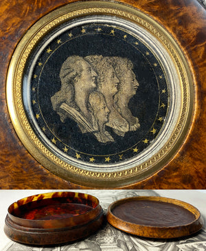 Superb 18th Century Burl Snuff Box, French King Louis XVI Family, c.1789, Dauphin Ascension