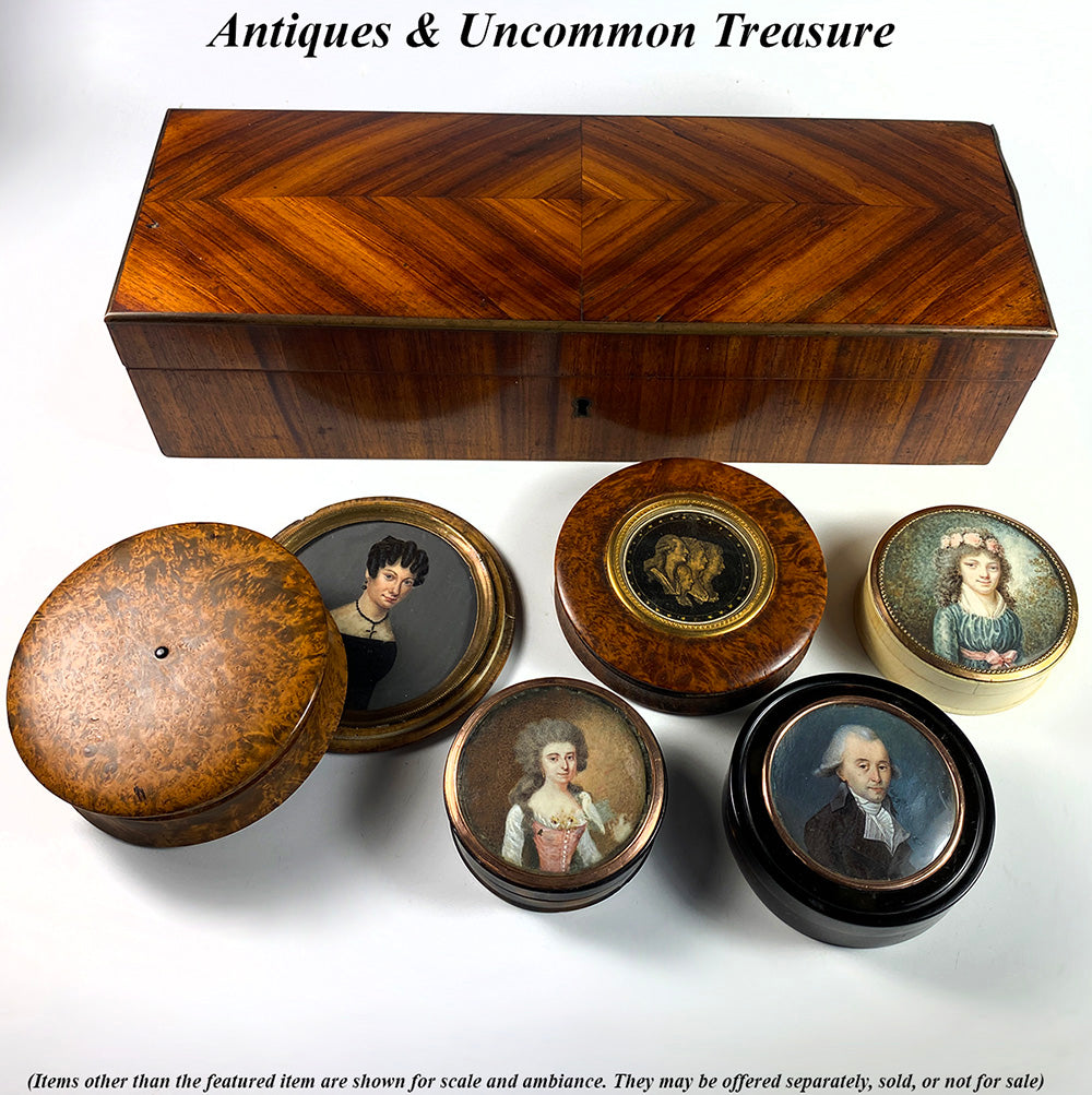 Superb 18th Century Burl Snuff Box, French King Louis XVI Family, c.1789, Dauphin Ascension