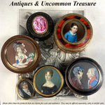 Antique 18th Century French Portrait Miniature Snuff or Patch Box, Lacquer Vernis Martin and Shell