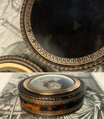 Superb Antique 18th Century Military Portrait Miniature Snuff Box, 18k Pique Tortoise Shell