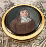Superb Antique French Revolution 18th Century Portrait Miniature Snuff Box Ivory, Tortoise Shell