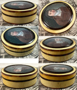 Superb Antique French Revolution 18th Century Portrait Miniature Snuff Box Ivory, Tortoise Shell