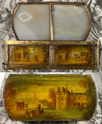RARE 18th Century Agate Patch or Snuff Box, Vernis Martin Paintings, Versailles in 16k