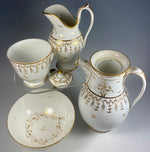 Large Antique French Porcelain Coffee Service, Old Paris and French Empire, Gold on White