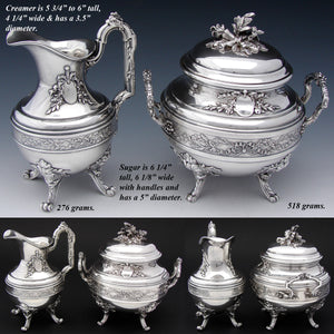 Exq Antique French PUIFORCAT Hallmarked Sterling Silver 4pc Coffee & Tea Service, Set, Empire Style