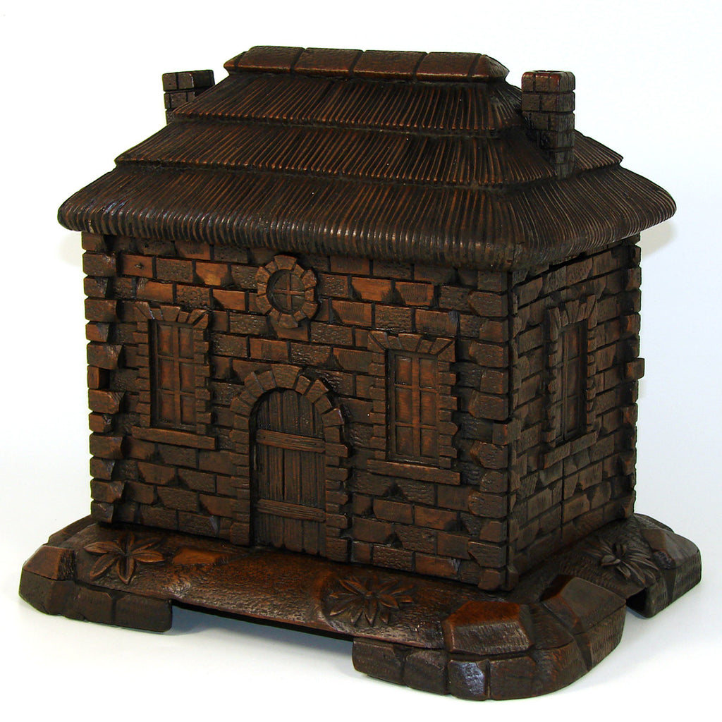 Charming Antique Black Forest Carved Smoker's Chest, Tantalus Box: a Cabin or Masonry Cottage