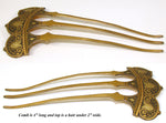 Rare Antique Damascene or Toledo 16k Gold Inlay Hair Comb, Hair Jewelry