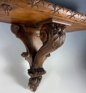 Superb 19th Century Pair (2) of 14" Wide Hand Carved French Wall Shelf Shelves, Bracket