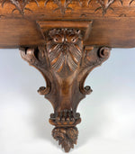 Superb 19th Century Pair (2) of 14" Wide Hand Carved French Wall Shelf Shelves, Bracket