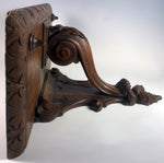 Superb 19th Century Pair (2) of 14" Wide Hand Carved French Wall Shelf Shelves, Bracket