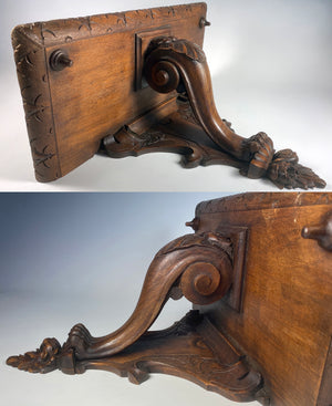 Superb 19th Century Pair (2) of 14" Wide Hand Carved French Wall Shelf Shelves, Bracket