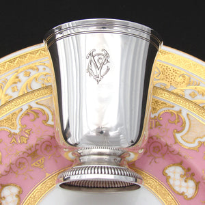 Antique French Sterling Silver Goblet, Mint Julep Cup, Tumbler or "Timbale", "CV" Monogram