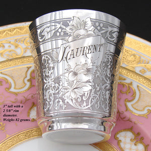 Antique French Sterling Silver Wine or Mint Julep Cup, Tumbler or Timbale, "Laurent"