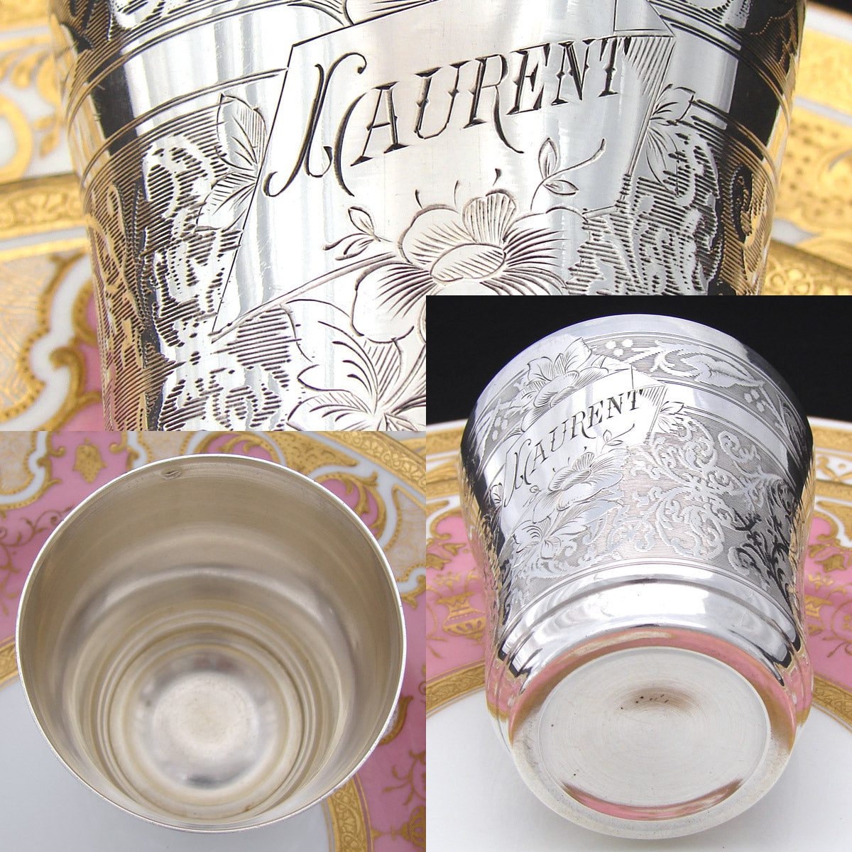 Antique French Sterling Silver Wine or Mint Julep Cup, Tumbler or Timbale, "Laurent"