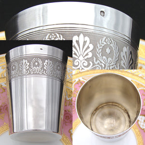 Antique French Sterling Silver Mint Julep Cup, Tumbler or Timbale, Wreaths & Palmette Band