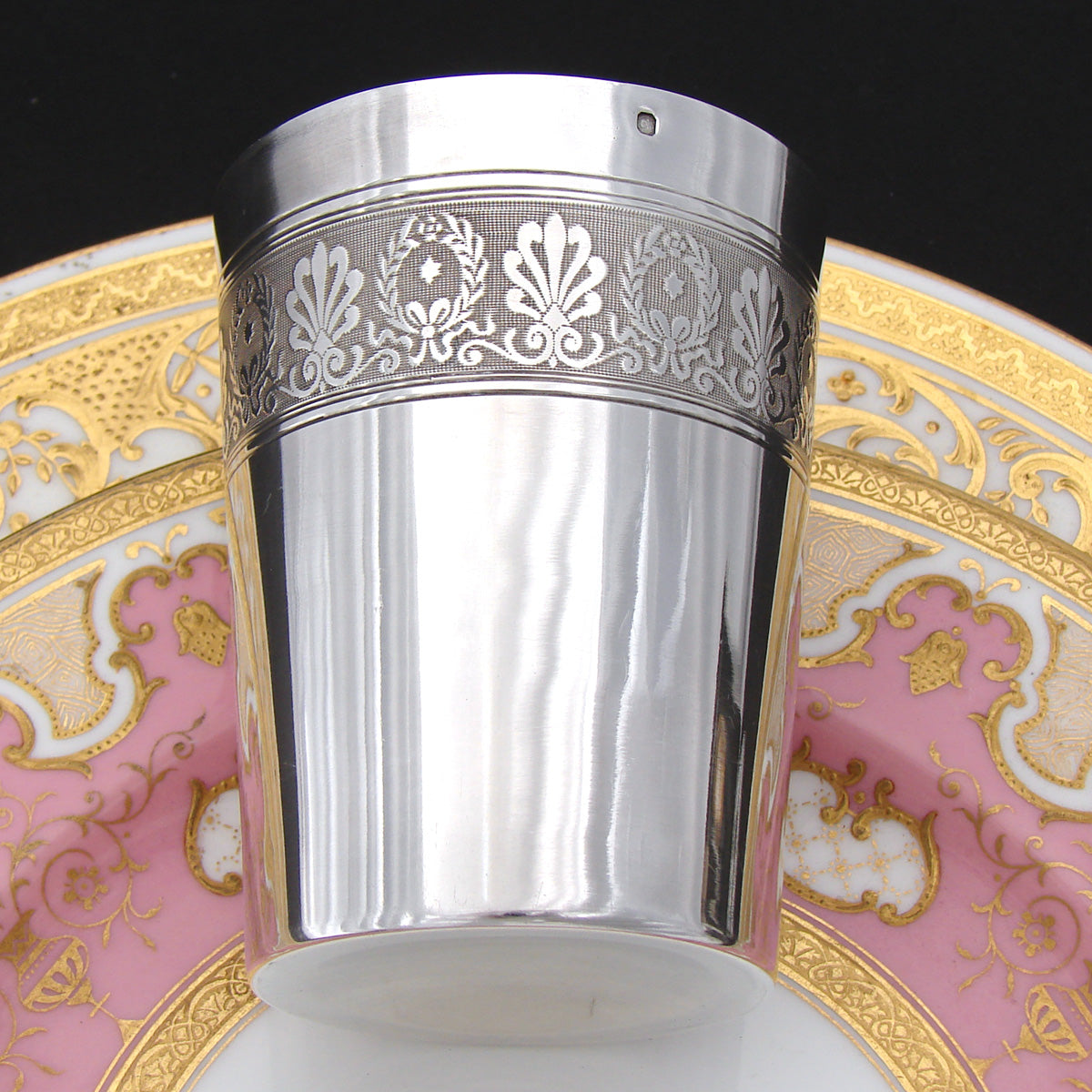 Antique French Sterling Silver Mint Julep Cup, Tumbler or Timbale, Wreaths & Palmette Band