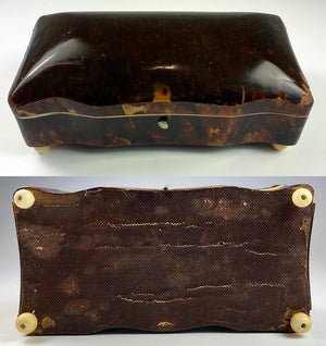 Antique 19th Century Dutch or French Made Tortoise Shell Jewelry Box, 6" x 3", Domed Top