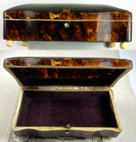 Antique 19th Century Dutch or French Made Tortoise Shell Jewelry Box, 6" x 3", Domed Top