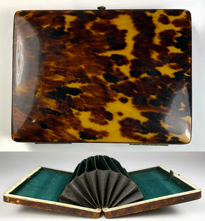 Large Opulent Antique French 19th Century Tortoise Shell Calling Card Case, Purse