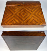 Antique 19th c. French Kingwood Slope, Writer's Desk Box Inkwells & Stationery, VERVELLE