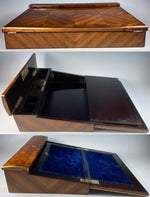 Antique 19th c. French Kingwood Slope, Writer's Desk Box Inkwells & Stationery, VERVELLE