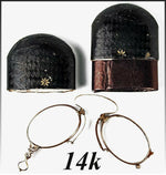 Antique 14K Gold Folding Spectacles, Pince Nez Reading Glasses and Case, c.1880s