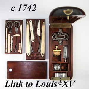RARE c1742 French Military Officer's Vanity Kit, Named: Advisor to King Louis XV