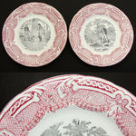 Charming Antique French St Amand et Hamage 2pc Cabinet Plate Set, Figural Scenes