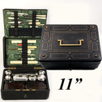 Antique French Travel Vanity Case Box, Trousse de Voyage or Necessaire Loaded with Jars, Tools