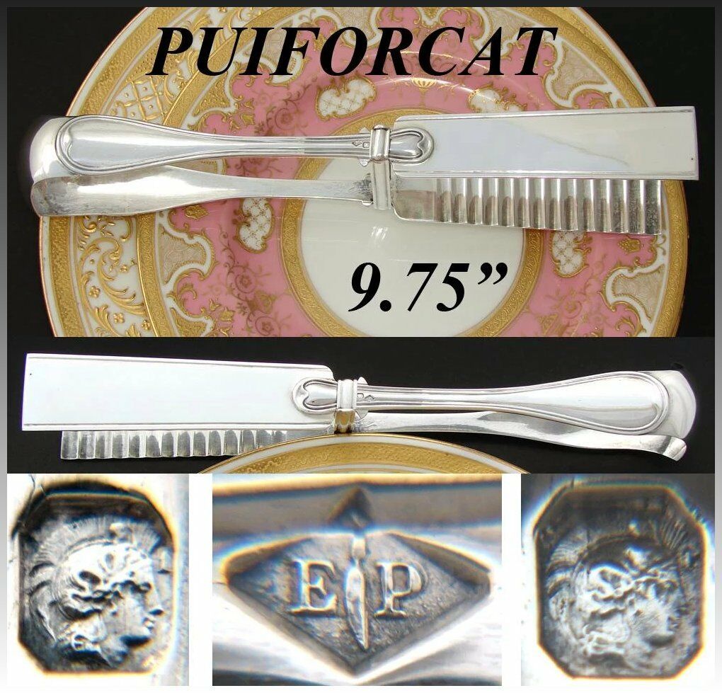 Antique French PUIFORCAT Sterling Silver 9.75" Pastry, Asparagus Tongs, "Filet"