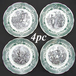 Vintage French 4pc Cabinet Plate Set, Napoleon Military Theme, Sarreguemines