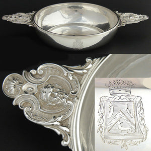 Antique French Sterling Silver Legumier, Ecuelle, Serving Dish, Armorial Crown & Mascaron