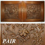 LG 25" Antique Victorian Brack Forest Style Oak Cabinet or Furniture Door PAIR