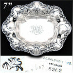 Antique Whiting Gorham Sterling Silver7" Bowl, Floral Bas Relief, J.E. Caldwell