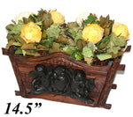 Antique Black Forest 14.5" Jardiniere or Plant Box, Figural Gutta Percha Cherubs