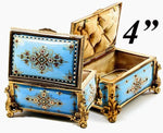 Celeste Blue! Antique TAHAN, Paris, French Kiln-fired Enamel Jewelry Casket, Box