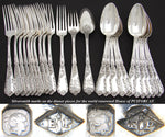 Exquisite Antique French PUIFORCAT Sterling Silver & Vermeil 48pc Flatware Set