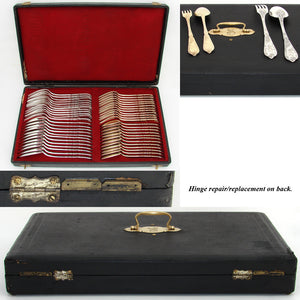 Exquisite Antique French PUIFORCAT Sterling Silver & Vermeil 48pc Flatware Set